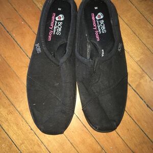 Bobs memory foam slip on black house shoes
